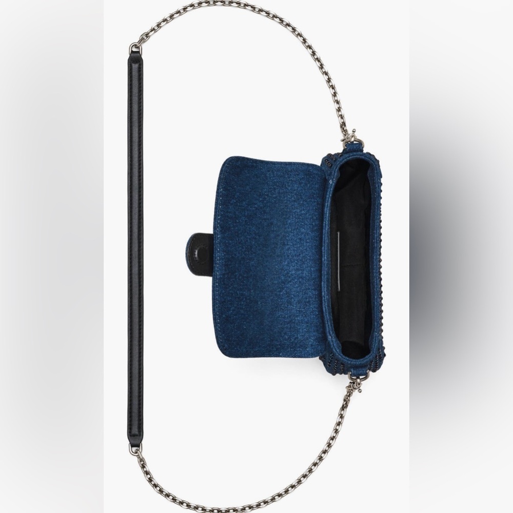 Marc Jacobs The Clover Crystal Embellished Denim Shoulder Bag Dark Wash Crystal - Picture 6 of 11